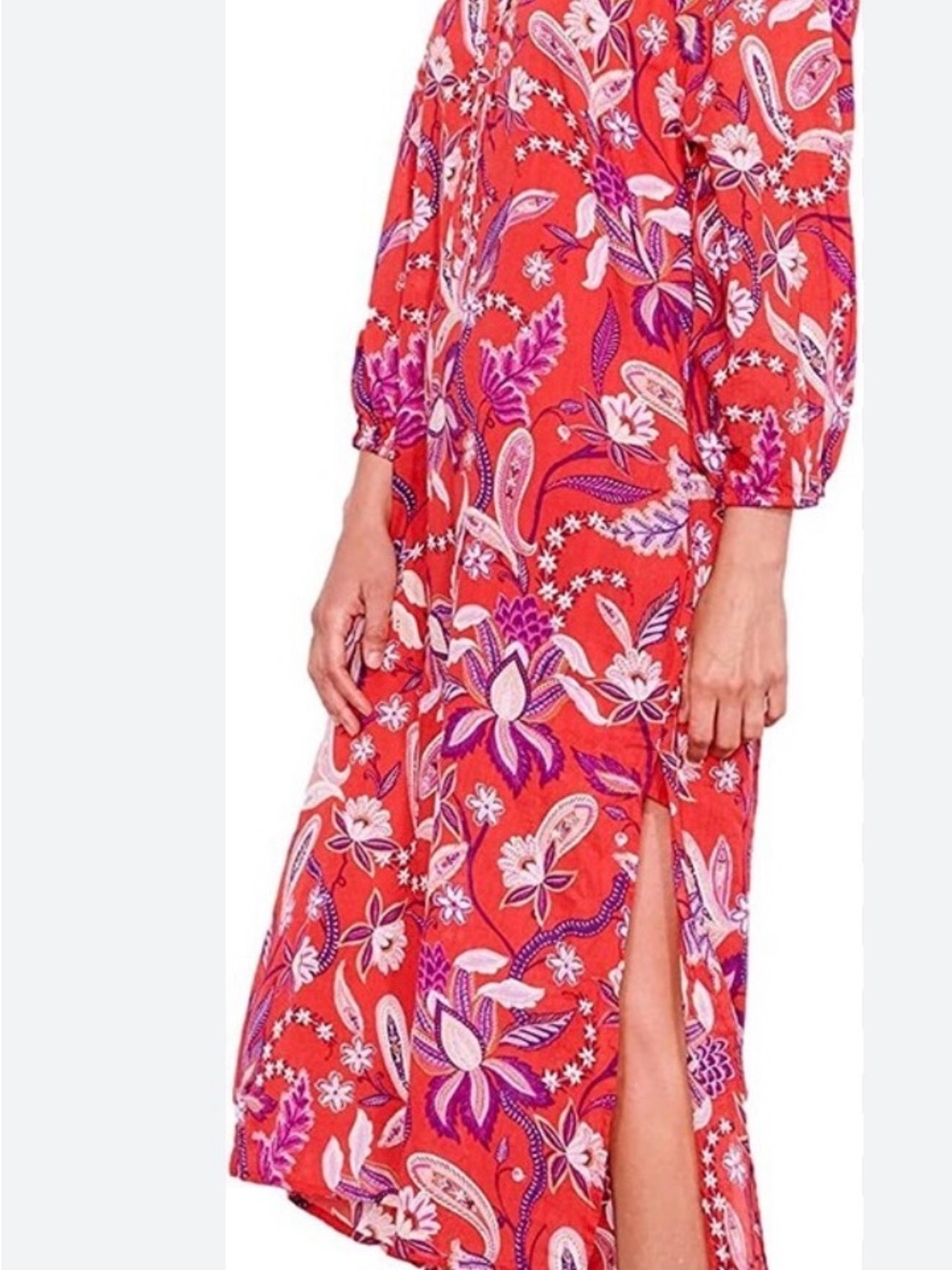 Sundry Coral Pink Floral Split Maxi Dress